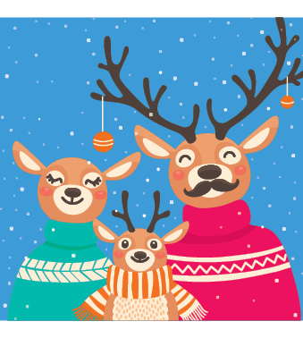 Reindeer family (Pack of 10 Christmas Cards)